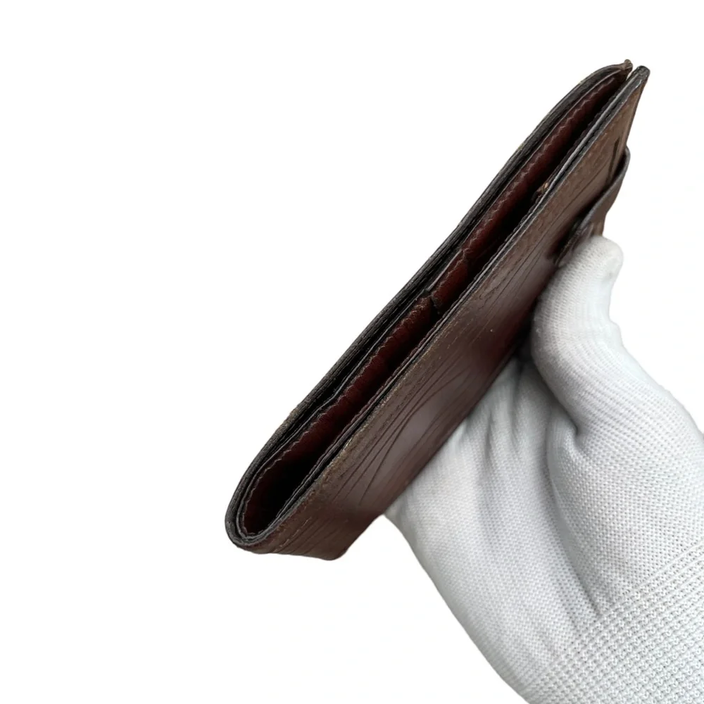 Vintage Fendi Brown Leather Wallet FF Design Snap Closure Used Condition
